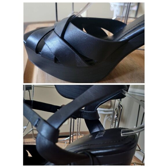 ZARA Black Leather High Heel  Crisscross Straps Platforms EU 40 - Picture 7 of 9